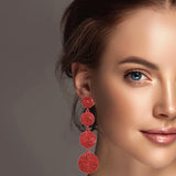 99634, ROUND CRYSTAL RHINESTONE DROP DANGLE EARRING
