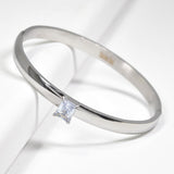 99641, RECTANGLE RHINESTONE ACCENT STAINLESS STEEL BANGLE BRACELET