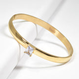 99641, RECTANGLE RHINESTONE ACCENT STAINLESS STEEL BANGLE BRACELET
