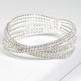 99649, PAVE CRYSTAL RHINESTONE ELASTIC CUFF BRACELET