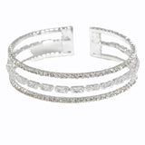 99653, RECTANGLE CUBIC ZIRCONIA CRYSTAL RHINESTONE ELASTIC CUFF BRACELET