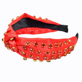 99667, CRYSTAL RHINESTONE KNOT SOFT FABRIC HEADBAND
