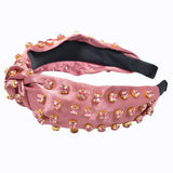 99667, CRYSTAL RHINESTONE KNOT SOFT FABRIC HEADBAND