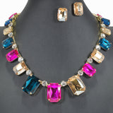 99668, RECTANGLE RHINESTONE NECKLACE