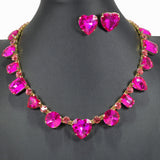 99670, HEART GEOMETRIC RHINESTONE NECKLACE