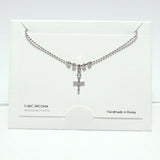 99703, 14K GOLD DIPPED, DAINTY CROSS CUBIC ZIRCONIA NECKLACE
