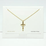 99704, 14K GOLD DIPPED, DAINTY CRUCIFIX PENDANT NECKLACE