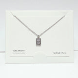 99708, 14K GOLD DIPPED, DAINTY CZ RECTANGLE NECKLACE