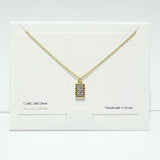 99708, 14K GOLD DIPPED, DAINTY CZ RECTANGLE NECKLACE