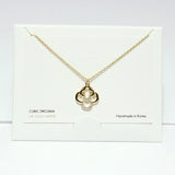 99711, 14K GOLD DIPPED, DAINTY CZ CLOVER CHARM NECKLACE