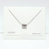 99718, RHODIUM DIPPED, DAINTY CZ ROUND RING SLIDE NECKLACE