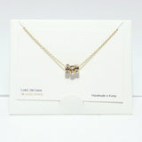 99718, 14K GOLD DIPPED, DAINTY CZ ROUND RING SLIDE NECKLACE