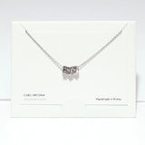99719, 14K GOLD DIPPED, DAINTY CZ SQUARE RING SLIDE NECKLACE