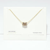 99719, 14K GOLD DIPPED, DAINTY CZ SQUARE RING SLIDE NECKLACE