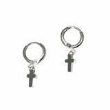 99726, 14K GOLD DIPPED, DAINTY CROSS CHARM HUGGIE EARRING