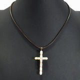 99776, CROSS FRESHWATER PEARL PENDANT NECKLACE