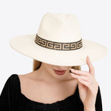 99785, MAZE PRINT TRIM FELT FEDORA WIDE BRIM HAT