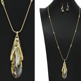 99805, GLASS CRYSTAL LONG PENDANT NECKLACE