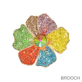 99813, FLOWER CRYSTAL RHINESTONE PIN BROOCH