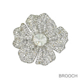 99813, FLOWER CRYSTAL RHINESTONE PIN BROOCH