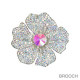99813, FLOWER CRYSTAL RHINESTONE PIN BROOCH