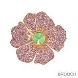 99813, FLOWER CRYSTAL RHINESTONE PIN BROOCH
