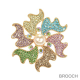 99814, FLOWER PEARL & CRYSTAL RHINESTONE PIN BROOCH