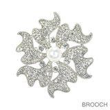 99814, FLOWER PEARL & CRYSTAL RHINESTONE PIN BROOCH