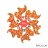 99814, FLOWER PEARL & CRYSTAL RHINESTONE PIN BROOCH