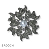 99814, FLOWER PEARL & CRYSTAL RHINESTONE PIN BROOCH