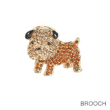 99834, BULL DOG CRYSTAL RHINESTONE PIN BROOCH