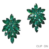 99838, MARQUISE RHINESTONE ACCENT CLIP ON EARRING