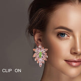 99838, MARQUISE RHINESTONE ACCENT CLIP ON EARRING
