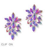 99838, MARQUISE RHINESTONE ACCENT CLIP ON EARRING