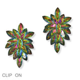 99838, MARQUISE RHINESTONE ACCENT CLIP ON EARRING