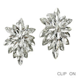 99838, MARQUISE RHINESTONE ACCENT CLIP ON EARRING