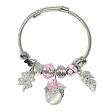 99843, CLOVER & LEAF CHARM OPEN CUFF BRACELET