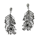 99858, LEAF CRYSTAL RHINESTONE DANGLE EARRING