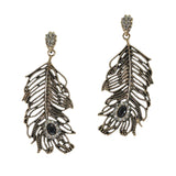 99858, LEAF CRYSTAL RHINESTONE DANGLE EARRING