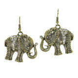 99862, ELEPHANT CRYSTAL RHINESTONE ACCENT METAL DANGLE EARRING