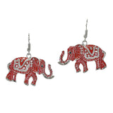 99864, ELEPHANT ENAMEL WITH CRYSTAL RHINESTONE DANGLE EARRING