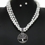 99873, TREE OF LIFE WITH PEARL LAYERED NECKLACE