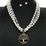 99873, TREE OF LIFE WITH PEARL LAYERED NECKLACE
