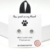 99888, GOLD DIPPED, "PAW PRINT ON MY HEART" STUD EARRING/925 STERLING SILVER POST