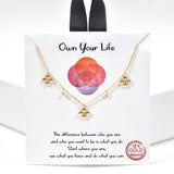 99893, GOLD DIPPED, "OWN YOUR LIFE" DAINTY FLOWER CHARM CZ NECKLACE