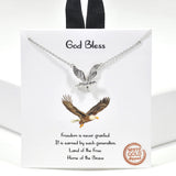99895, GOLD DIPPED, "GOD BLESS" AMERICAN EAGLE NECKLACE