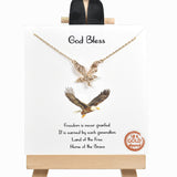 99895, GOLD DIPPED, "GOD BLESS" AMERICAN EAGLE NECKLACE