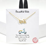 99902, GOLD DIPPED, "BEAUTIFUL RIDE" DAINTY SCOOTER NECKLACE