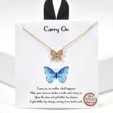 99906, GOLD DIPPED, "CARRY ON" DAINTY BUTTERFLY CZ NECKLACE
