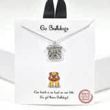 99908, GOLD DIPPED, "GO BULLDOGS" BULLDOG NECKLACE